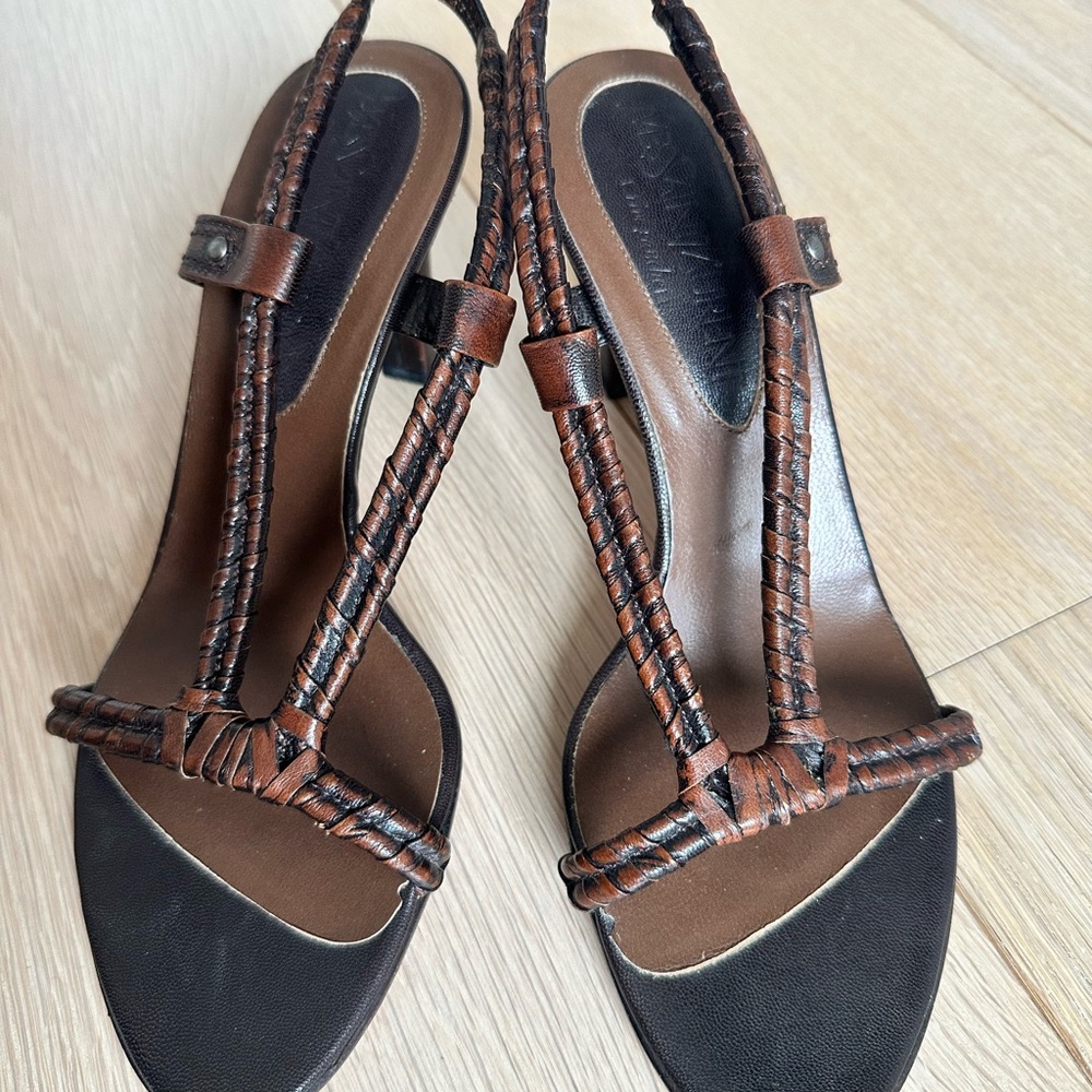 Yves Saint Laurent Brown Braided Sandals